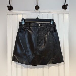 Frame Leather Black Mini A-Line Skirt Night Out